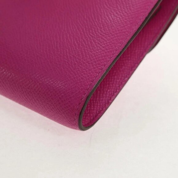 HERMES Constance Compact Wallet Leather Purple pink Auth 142362M - Picture 4 of 16